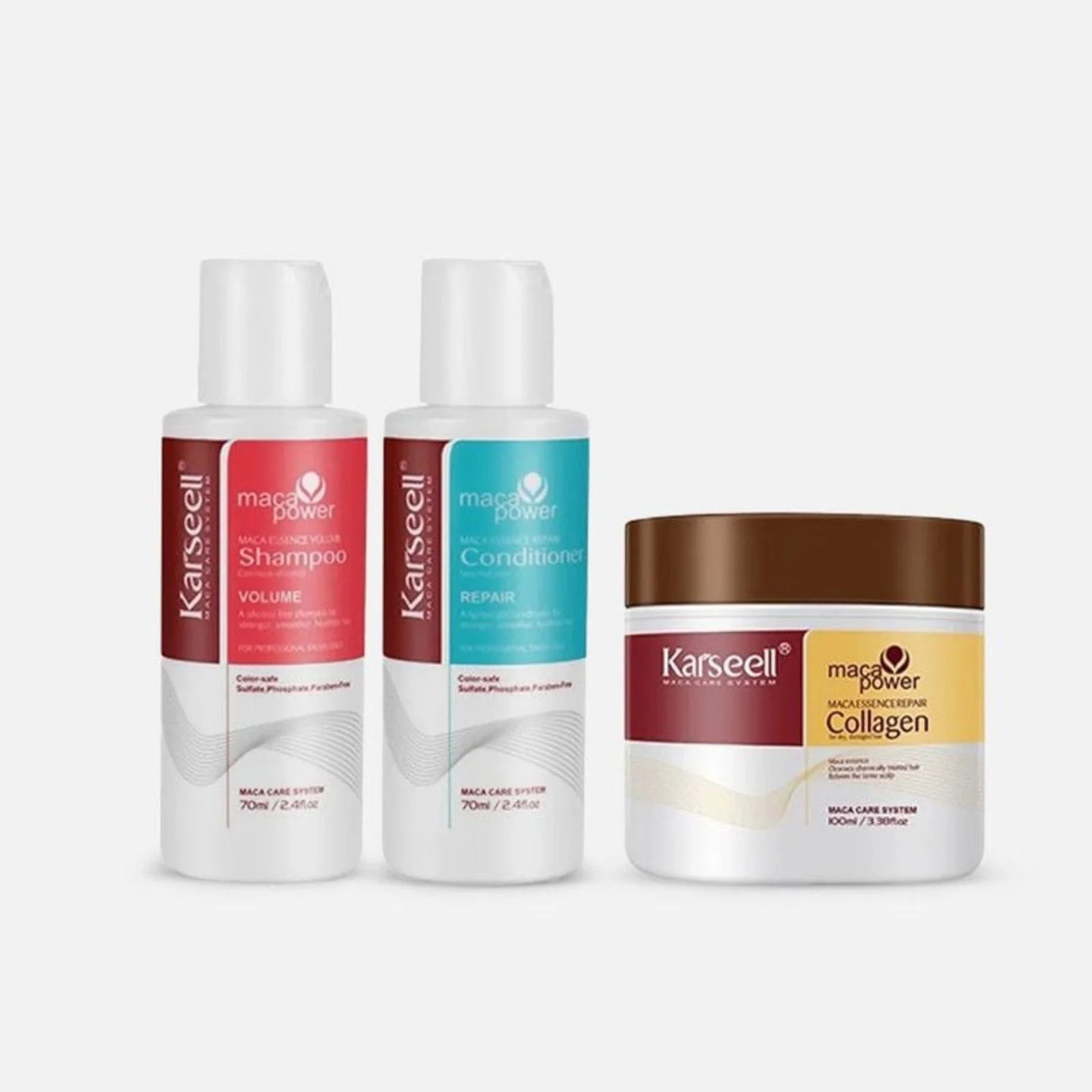 KARSEELL KIT MINI TRAVEL DE 3PCS MACA 100ML+SHAMPOO+ACONDI 70ML